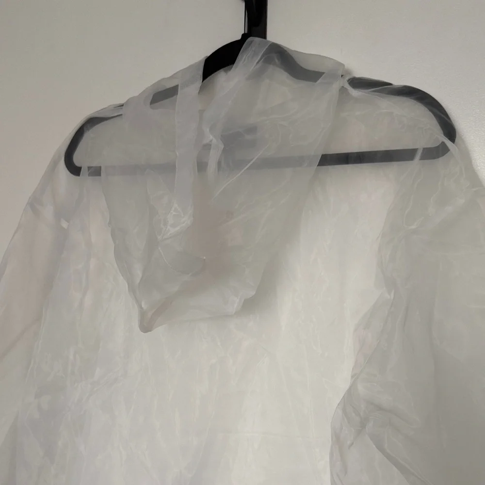 Anthropologie Sheer White Organza Pullover Hooded Top - Picture 7 of 10